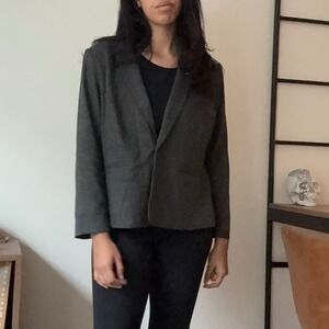 Kensie Women's Gray Plaid Blazer Jacket XL Button Front